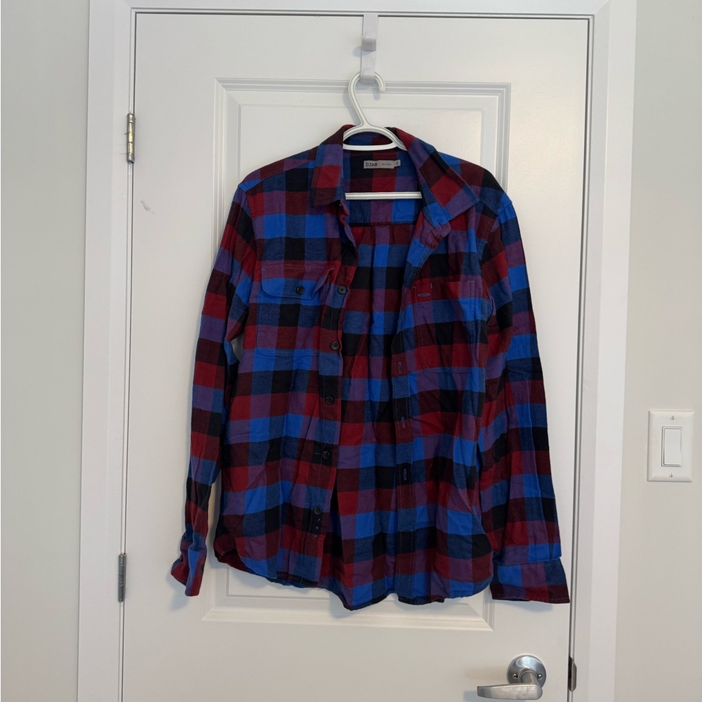 Simons Red and Blue Plaid Men's Shirt
